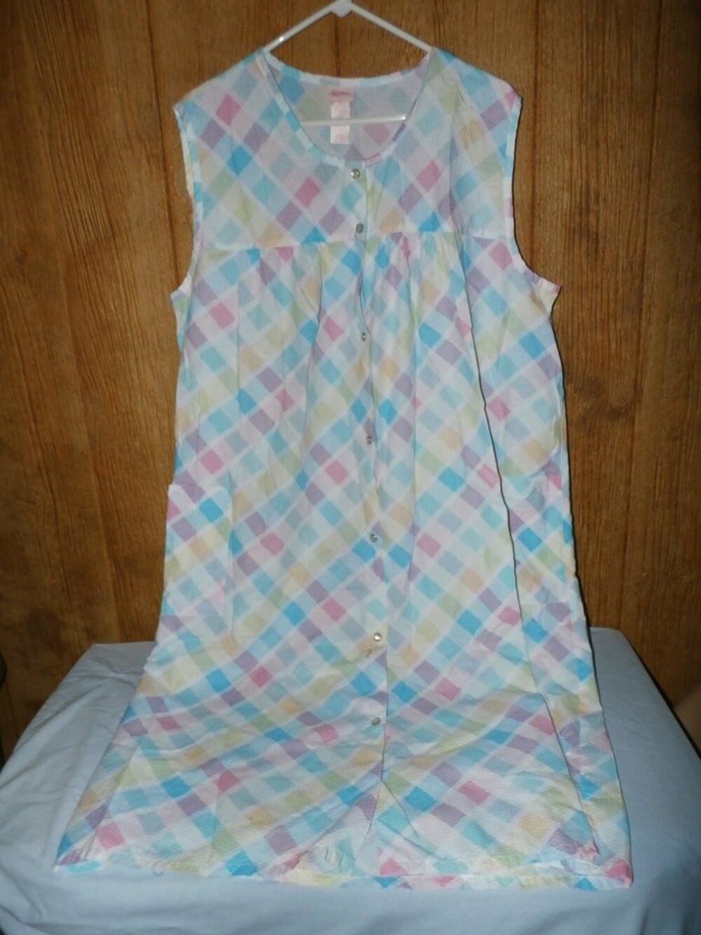 NEW Secret Treasures Pastel  sleeveless nightgown pockets snaps Size 2XL